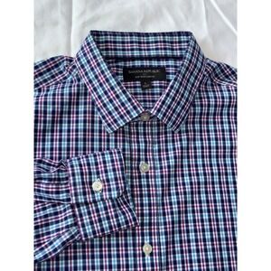 Banana republic men's long sleeve size large button down slim fit plaid shirt